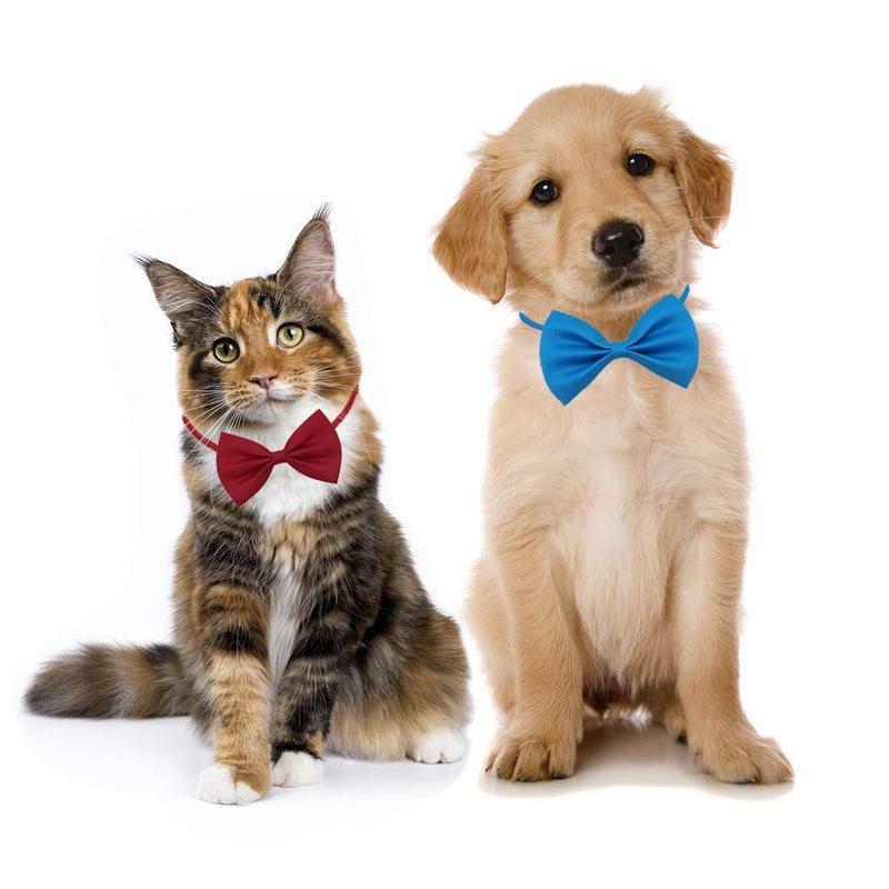 YUEPET 20PCS Pet Dog Bow Ties Collar Adjustable Cat Bow Ties Neck Bows Bulk Pet Bowties Mix 20 Colors Solid Pet Collars Accessories for Small Medium Dog Cat Pets Christmas Birthday Holiday Photography - Image 4